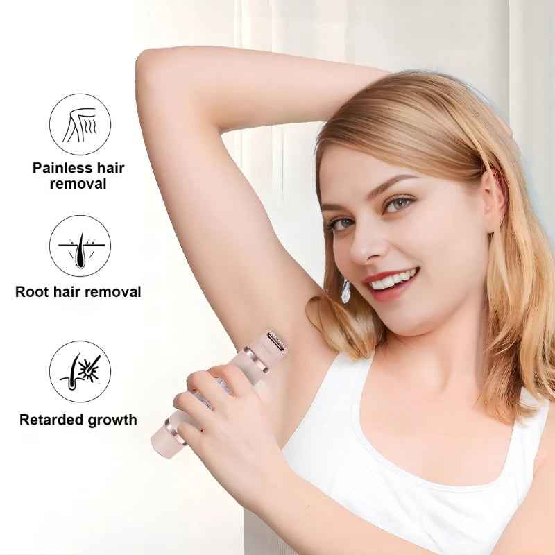 Dual-Head Electric Shaver for Painless Women's Epilator and Hair Removal Device for Bikini, Underarm, Facial, and Legs