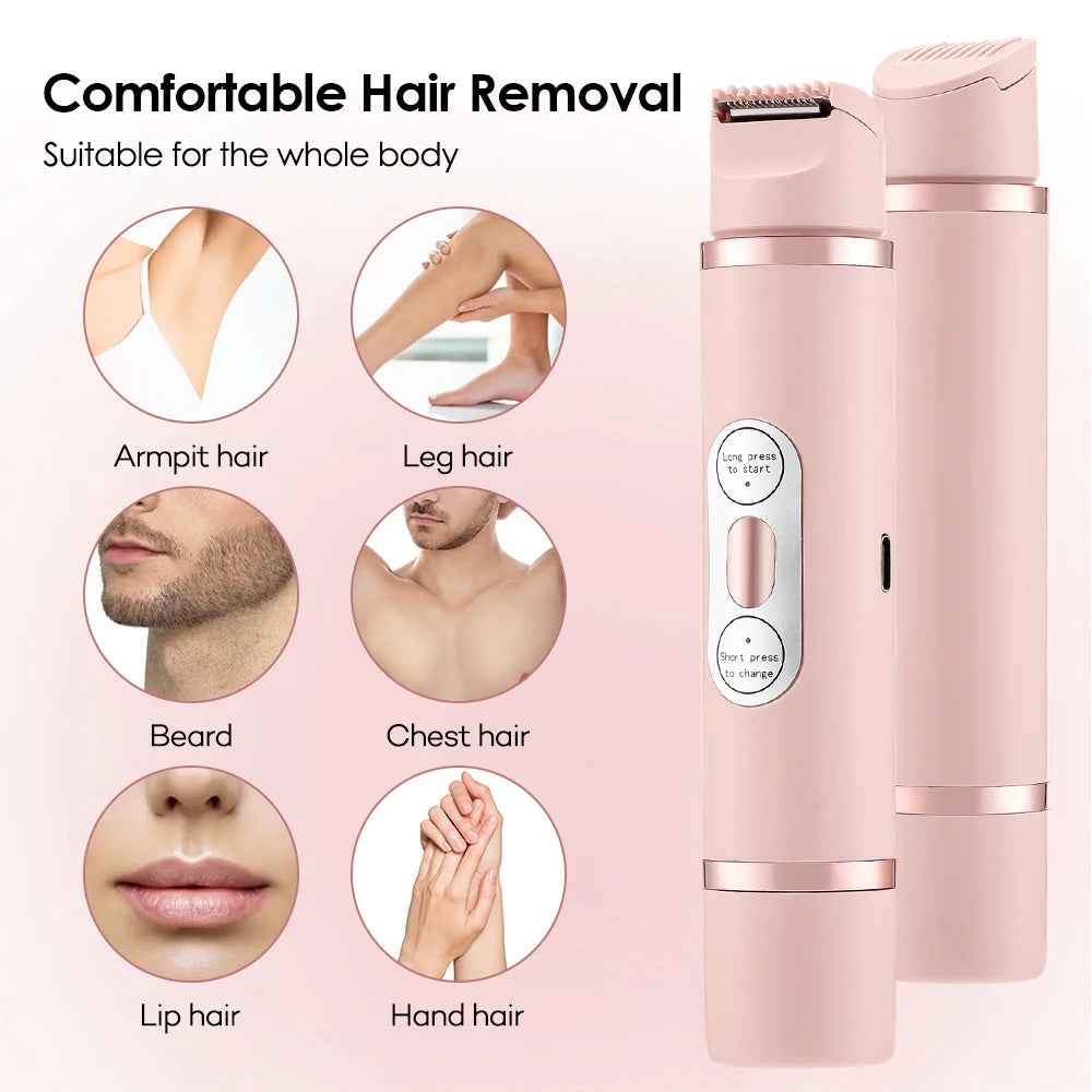 Dual-Head Electric Shaver for Painless Women's Epilator and Hair Removal Device for Bikini, Underarm, Facial, and Legs