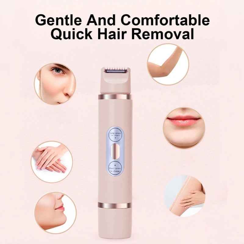Dual-Head Electric Shaver for Painless Women's Epilator and Hair Removal Device for Bikini, Underarm, Facial, and Legs